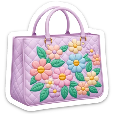pastel floral quilted tote bag  sticker