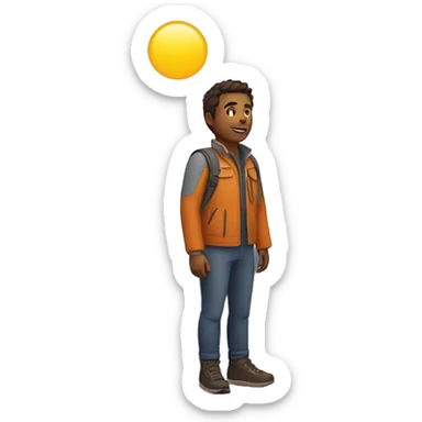 Man standing near mountain during sunrise sticker