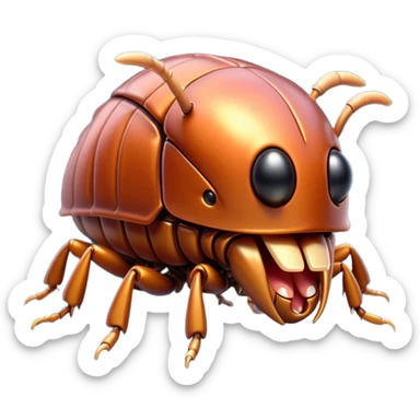 Cinematic Adorable Yawning Beetle Portrait Emoji, Head tilted slightly with a dramatic, wide-open yawn, showcasing a small, intricately armored form with softly drooping elytra and sleepy, half-closed eyes, Simplified yet irresistibly cute features, highly detailed, glowing with a soft, cozy metallic glow, high shine, relaxed yet expressive, stylized with a dash of whimsical natural charm, soft glowing outline, capturing the essence of a drowsy beetle that appears ready to stretch and yawn its way out of the screen! sticker