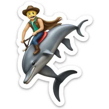Dolphin riding a bronco sticker