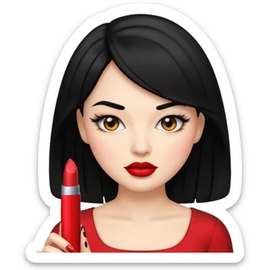 “Emoji girl, femme fatale, black hair sticker