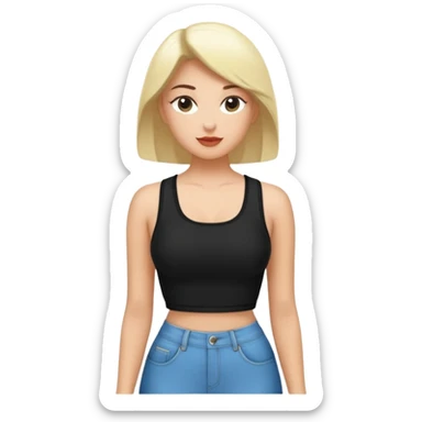 Siyah uzun saçlı siyah ceket  polar ceket ceket gevşek biraz omzundan çıkıyormuş gibi ve bugday ten rengi soltaraftaki omzundan çıkık sadece içinde de siyah crop var crop  sticker