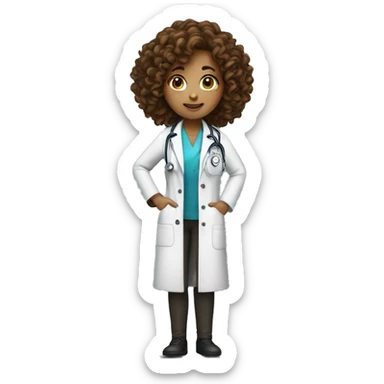 curly brown-hair with freckles woman doctor sticker
