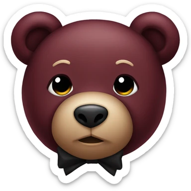 maroon teddy bear with black bow sticker
