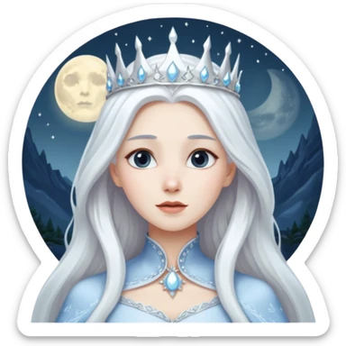 👱🏻‍♀️❄️🌕I want a snow queen with a moon behind her sticker