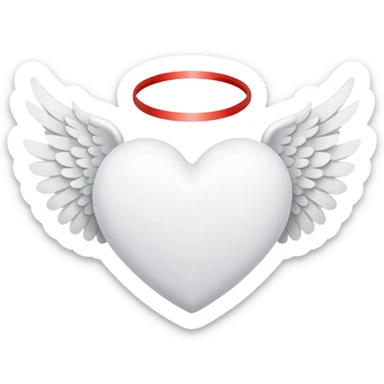 white heart with angel wings sticker