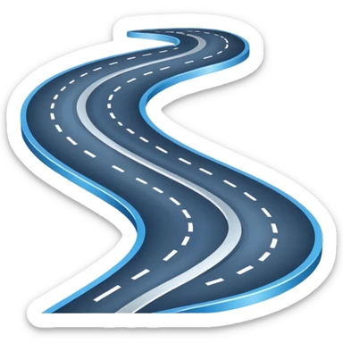 Clean roadmap icon emoji with curved path and milestones, modern corporate style sticker
