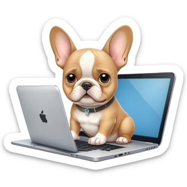 Fawn French bulldog Behind laptop sticker