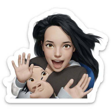 realistic girl with black hair sticker