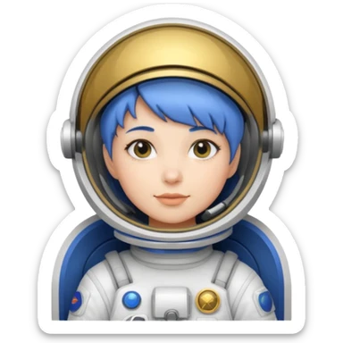 Female astronaut with short blue hair sticker