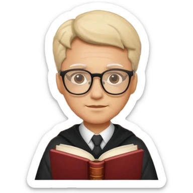 face with glasses and two books, representing deep experience and wisdom, classic apple emoji style sticker