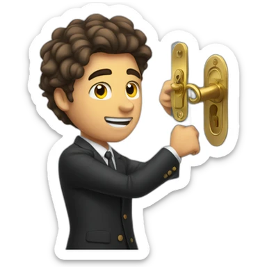 Classy young man struggling to get a key into a lock sticker