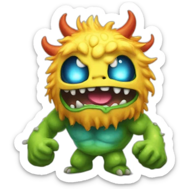 A little video game monster partying to celebrate a victory. sticker