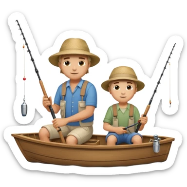 Father and son fishing on a boat sticker