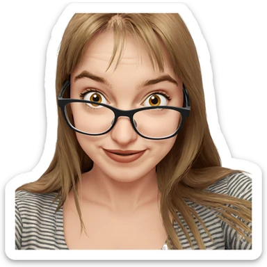smiling girl with glasses sticker