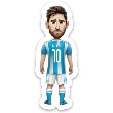 Messi With a look of sadness and loneliness in the clothes of the Argentine national team sticker