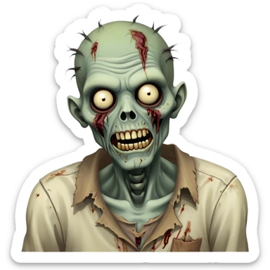 Cinematic Realistic WoW undead friendly zombie Portrait, head tilted dramatically with an exaggeratedly amused expression, blending grim determination with a touch of sardonic humor. His withered pallid skin and weathered, muted attire are rendered with lifelike detail and dynamic lighting, high shine, dramatic yet whimsical, capturing an undead friendly zombie whose epic defiance is matched by an irreverent smirk. sticker