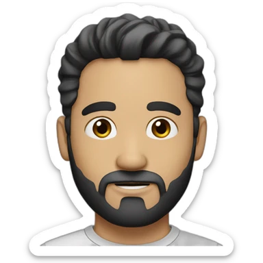 man 41 years old, tiny beard, black hair with silver sticker