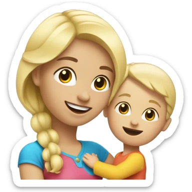 blonde women playing with blonde child with toys sticker