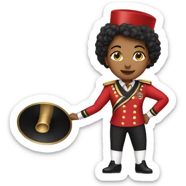 Woman wearing a marching band uniform sticker