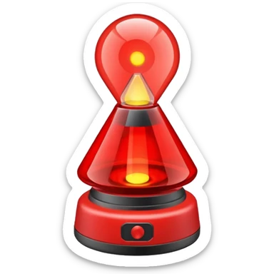 red rotating warning light, glowing, no text sticker