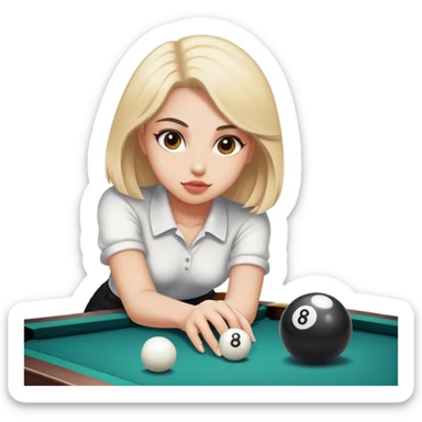 Girl playing 8 ball sticker