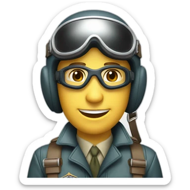 a caucasian 1940's air force pilot, with a leather helmet and goggles on his  head sticker