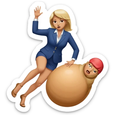 woman kicking donald trump in the testicles sticker