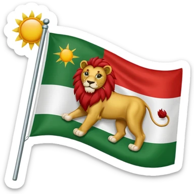 A flag with Lion & sun & green , withe & red color in the background of flag sticker