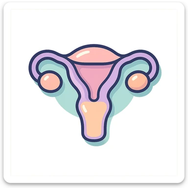 female uterus stylized, icon-color-outlined style, detailed shadows and highlights, thin clean contours, soft rounded shapes, pastel palette #98B5BC, #B5B3C1, #C9A3C9, #E4C0CA, #F7DCD1, #F7C0AA, modern Japanese pop art and sticker aesthetic, soft lighting, transparent background sticker