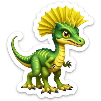 Dilophosaurus with yellow frills 2 limbs each and 1 tail sticker