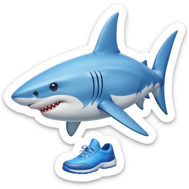Shark with legs wearing blue shoes sticker