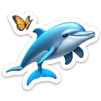 A dolphin with butterfly wings sticker