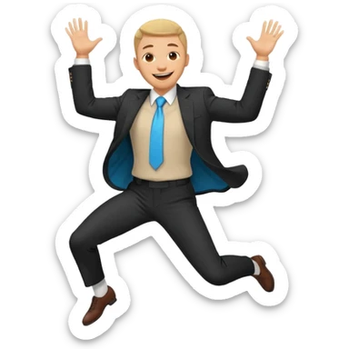 a man in a formal suit jumps with joy sticker
