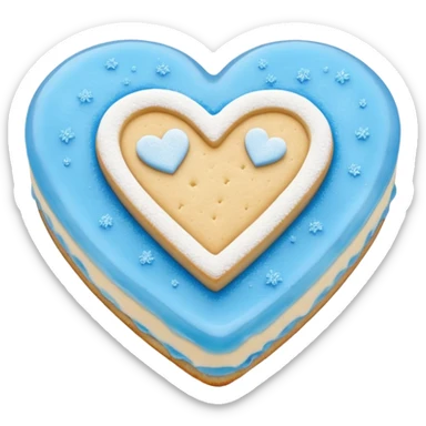 Realistic shortbread cookie in the shape of a heart with Carolina Blue color jelly middle filling and sprinkled powder sugar on top. sticker