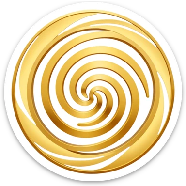 A smooth circular swirl of gold energy lines wrapping around the AYNI Gold logo at the center. Flat vector look, clean edges, and the phrase “AYNI Gold” subtly embedded in the swirl pattern. sticker