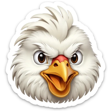 cheerful white chicken head sticker