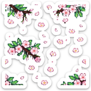 Cherry blossom design with falling petals sticker