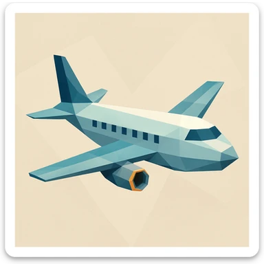 aeroplane, low-poly polygonal style sticker