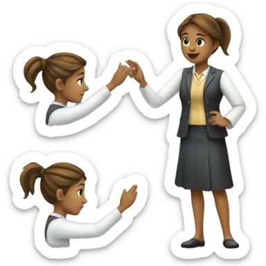 A girl attending to mun sticker