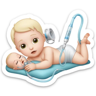 bebe com tubo para respirar sticker