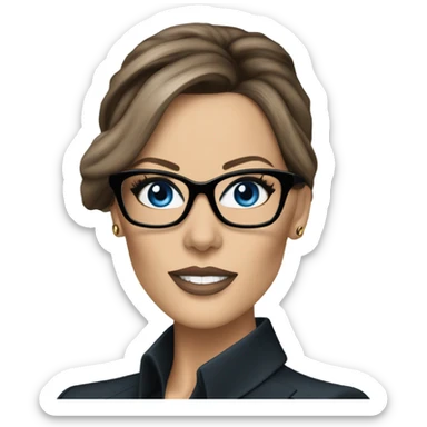 Hyper Realistic photo Kate Beckinsale blue eyes wearing glasses in a business meeting high fashion  sticker