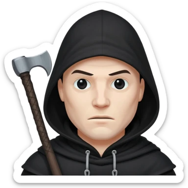 an executioner with a black hood so we can't see his face but only his eyes and an axe in his hand sticker