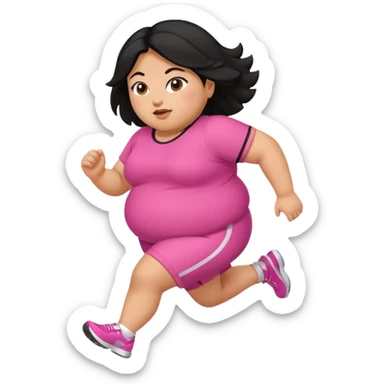 A fat girl running black hair Hispanic pink outfit  sticker