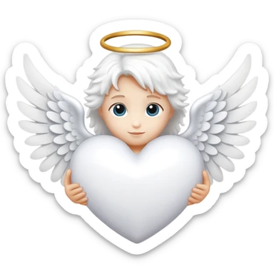 White heart with angel wings sticker