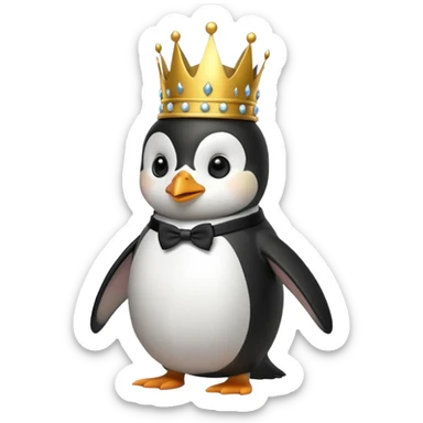 Penguin with a crown sticker