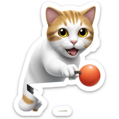 a cat playing table tennis sticker