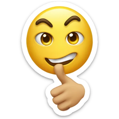 Yellow emoji pointing at the camera with a disgusted face sticker