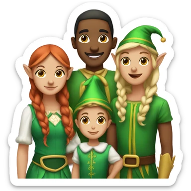 Family of 5 with 2 bothers and a baby girl dressed as elves sticker