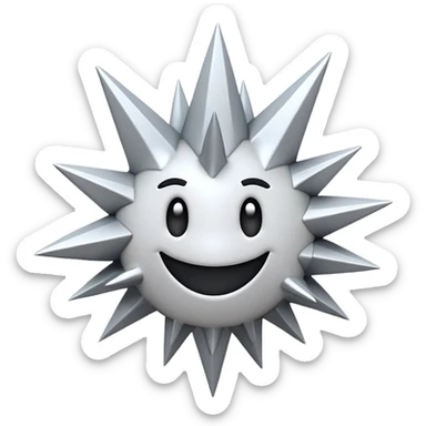 iOS-style 3D emoji: jagged abstract burst with irregular sharp spikes, bright white and light gray tones, subtle glossy reflections, conveying sudden impact; no circles, no yellow, no faces, no text sticker